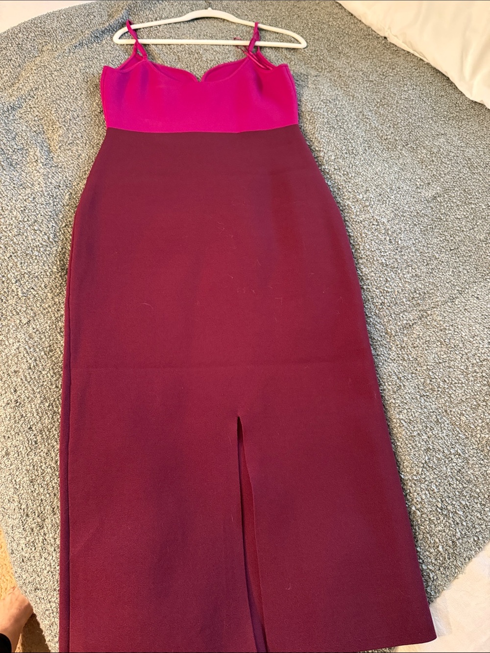Express Two-Tone Pink and Burgundy Midi Slip Skirt - Picture 4 of 4
